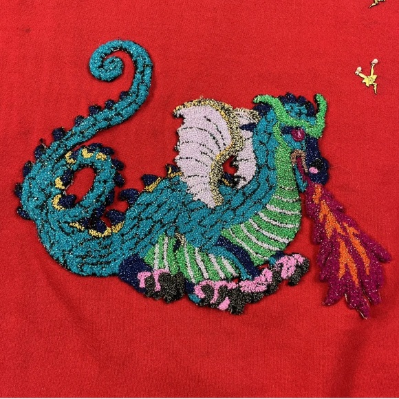 Vintage 80s Olympics Sweatshirt JcPenney XXL Red Dragon Patch Rare Unique USA - Picture 3 of 12